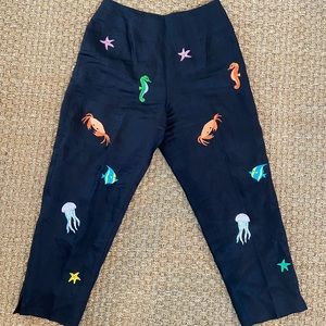 CJ Laing linen sea-themed pants